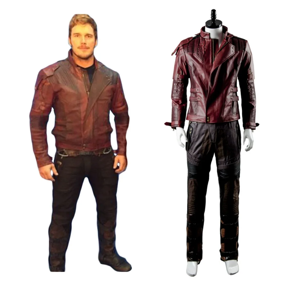 

Guardians Of The Galaxy 2 Jacket Cosplay Costume StarLord Peter Jason Quill Starlord Costume Leather Jacket Only Adult Men