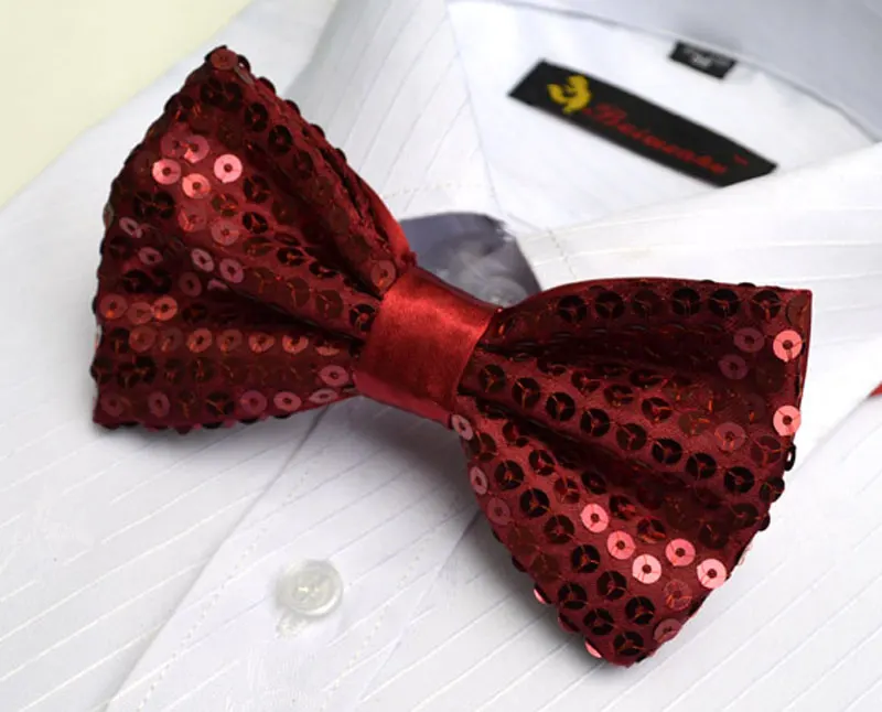 Fashion Men Bowtie Ties For Adult Pink Blue Pre-tied Bow Tie Wedding Formal Male Shirt Adjustable Solid Sequined Bowtie