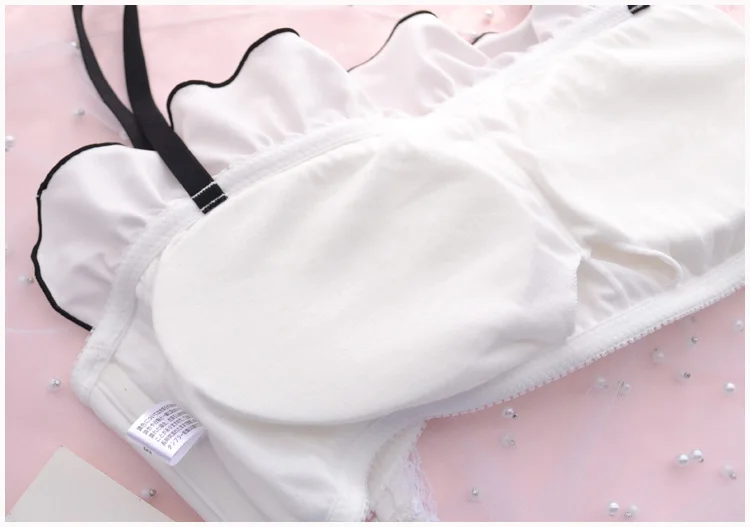 Белый топ с оборками и бантиком, милое японское молочное шелковое платье и трусики,, мягкое нижнее белье, комплект нижнего белья для сна в стиле Лолиты