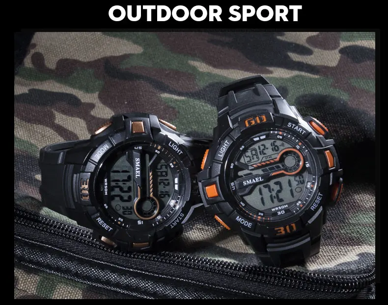 SMAEL Для мужчин спортивные часы 5Bar сопротивление воды светодиодный цифровые часы Для мужчин Relogio Masculino открытый кварцевые наручные часы