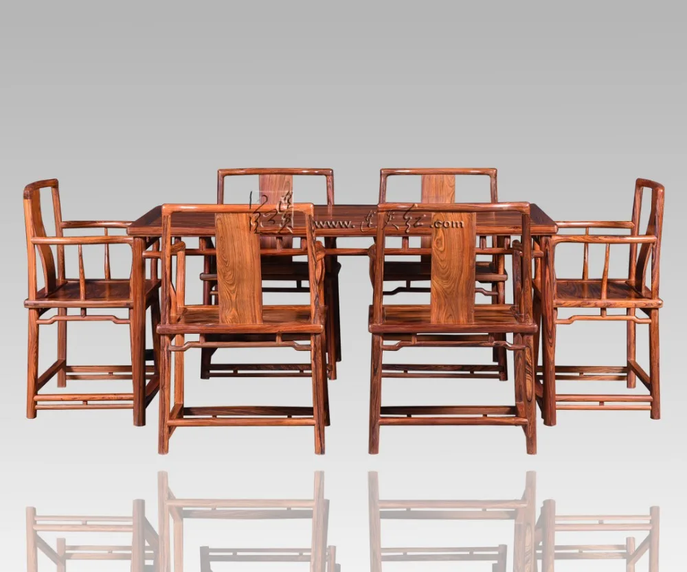6 Seats Rosewood Rectangle Table Living Room Coffee Tea Solid Wood Desk Office Conference Board New Classical Fashion Furniture