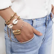 DIEZI Необычные Модные очаровательные браслеты в виде ракушки для женщин ручной работы хаки Веревка Цепь природный камень опал браслет для женщин