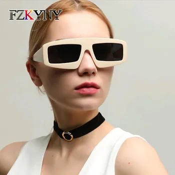 

FZKYNY Women Unique Punk Style Sunglasses Pop Brand Designer Oversize Square Shield Glasses Female Street Beat Eyewear Goggles