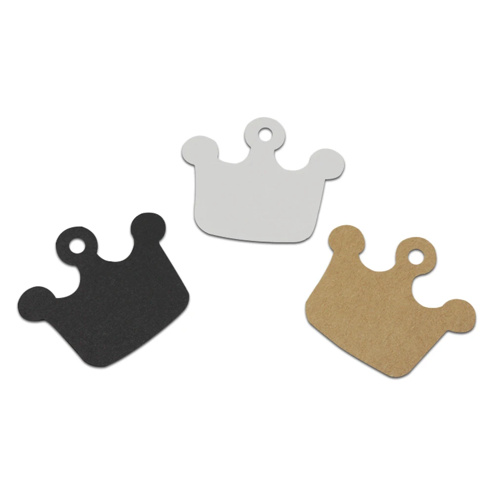 

6*5.5cm 100Pcs/Lot Crown Shape Kraft Paper Luggage Hang Tag Party Wedding Favor Price Gift Card Label Brown White Black 3 Colors