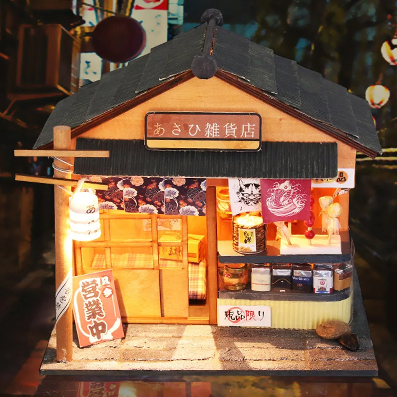 

DIY DollHouse With Furnitures 3D Wooden Miniatura Handmade Doll house Mini Elegant Gift Japanese-style Grocery Store D035 #D