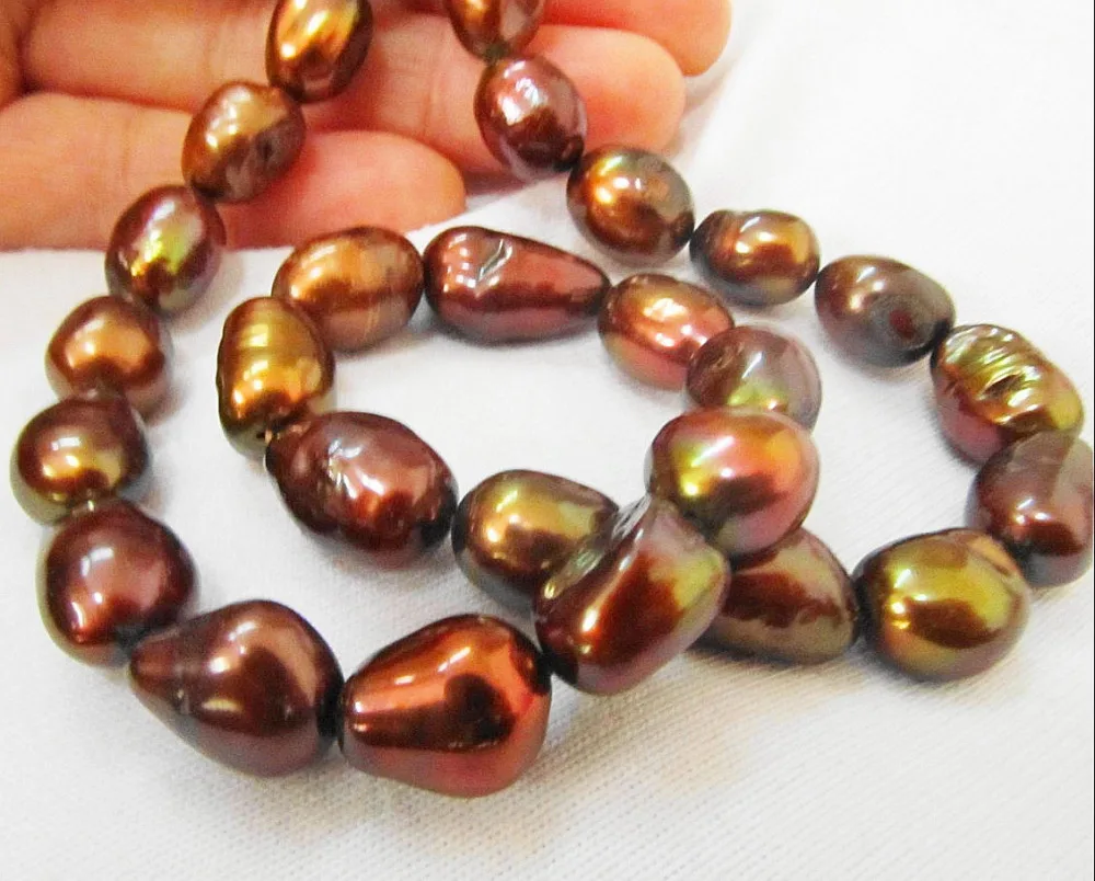

DD Wholesale FREE SHIPPING >>> HUGE 12MM SOUTH SEA NATURAL CHOCOLATE PEARL NECKLACE 14KGP
