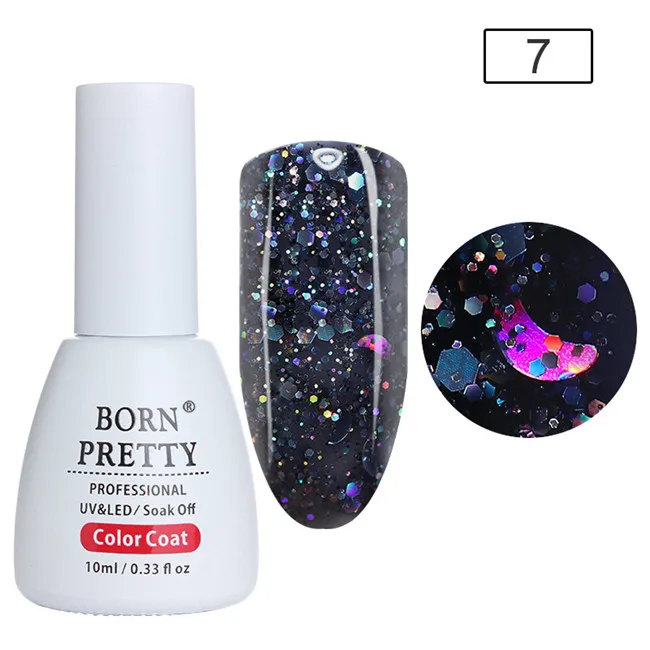 Born pretty, голографическая блестка Гель-лак для ногтей 10 мл Bling Star Moon блеск замачиваемый лак Маникюр УФ-гель для дизайна ногтей лак - Цвет: Color 7