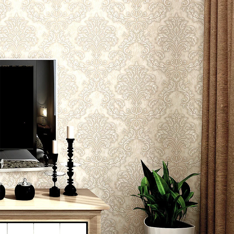 European Modern Damask Wallpaper 3D Non Woven Bedroom Living Room Embossed Floral Home Decor Wall Paper Roll European Modern Damask Wallpaper 3D Non Woven Bedroom Living Room Embossed Floral Home Decor Wall Paper Roll
