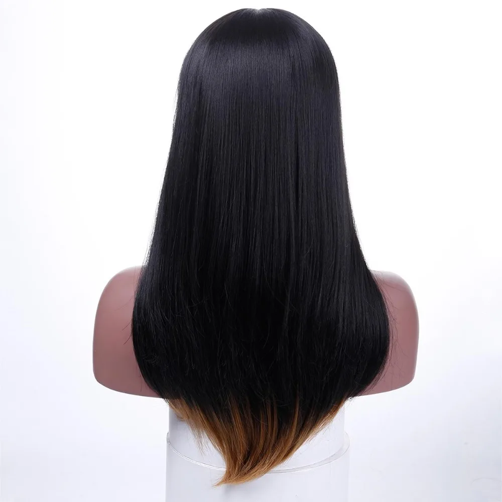 Allaosify 2" синтетический длинный прямой волос парики для черный женский парик с челкой повседневный костюм платье Омбре волокна волос