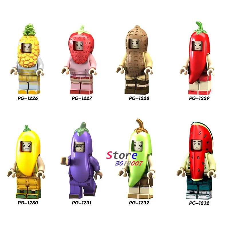 

Single marvel Avengers pineapple mango Set pepper peanut fruit disguised figures super heroes building block toys for children