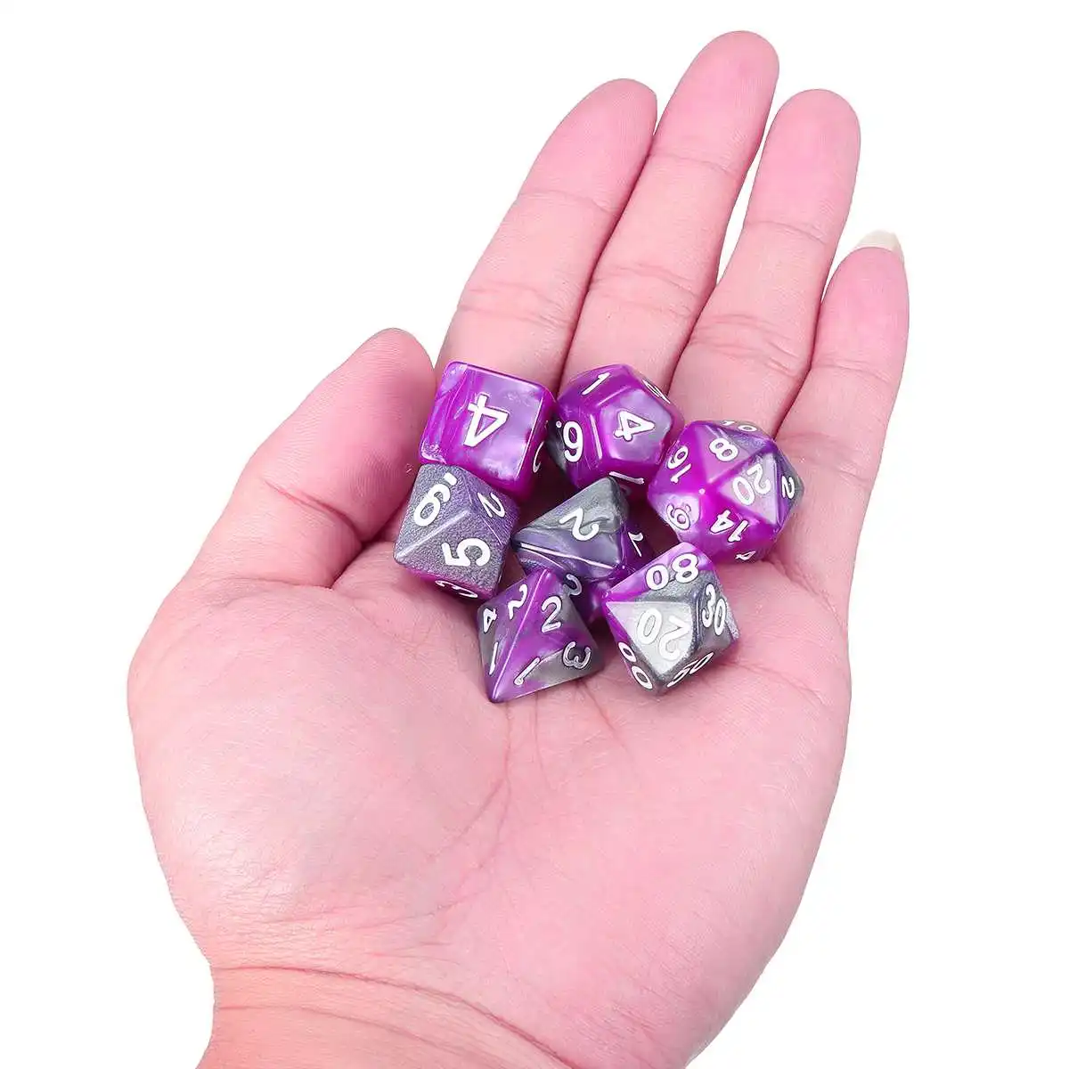7 шт Пластиковые многогранные кости набор фиолетовый яркий цвет Многогранные кубики ролевые игры Игровые кубики для многогранные кости