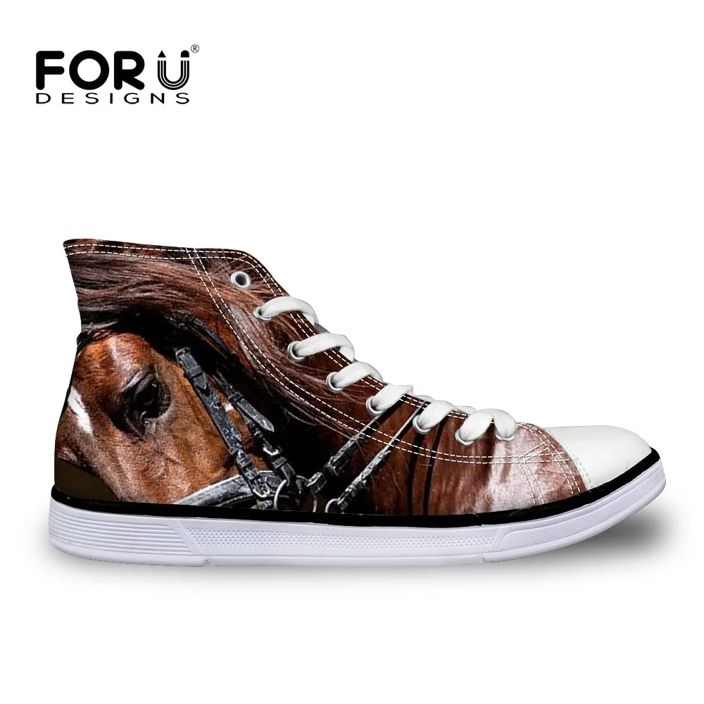 

FORUDESIGNS Leisure High Top Men's Street Shoes Casual Lace-up Canvas Shoes for Men Vintage Printed Flat Walking Shoes Plus Size