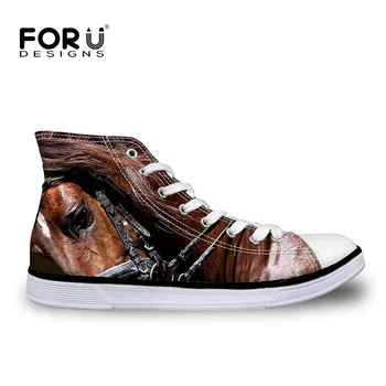 

FORUDESIGNS Leisure High Top Men's Street Shoes Casual Lace-up Canvas Shoes for Men Vintage Printed Flat Walking Shoes Plus Size