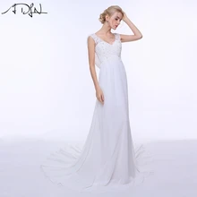 ADLN Свадебные платья с высокой талией v-образный вырез с низкой спинкой шифон пляжные свадебные платья белый/слоновая кость Vestidos de Novia дешевые богемное платье невесты
