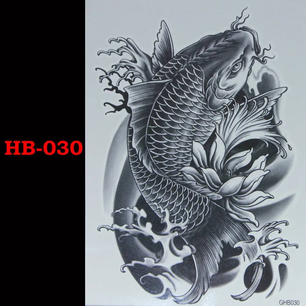 

Black Fish Temporary Tatto Waterproof Men Women Tattoo Arm Sticker Fake Arm Sleeve Body Tattoo Shoulder Tattoos