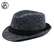 FS осень зима мужская войлочная Кепка Панама шляпа Trilby винтажная классическая мужская короткий край джаз шляпа Повседневная шапка s черный коричневый