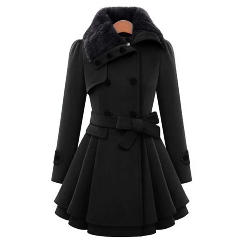 kaki Ceintures Européenne Haute Taille Pleine Manteaux rouge Laine Manteau Épais Manches Nouveau bleu Breasted 5xl La Noir down Collar 2017 Turn Plus Double Femmes Qualité gT6nq45H