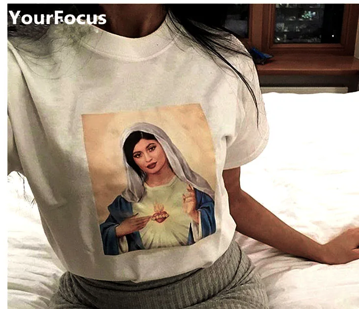

Summer harajuku vintage casual religion women picture patter loose cotton short sleeve tshirt YQ-399
