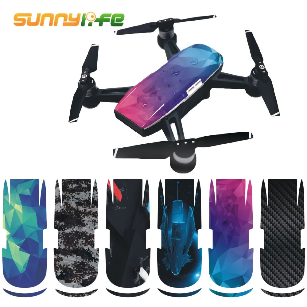 SUNNYLIFE 6PCS/Set PVC Waterproof Protective Drone Body Wrap Skin Decal Sticker Cover Protector for DJI SPARK Accessories