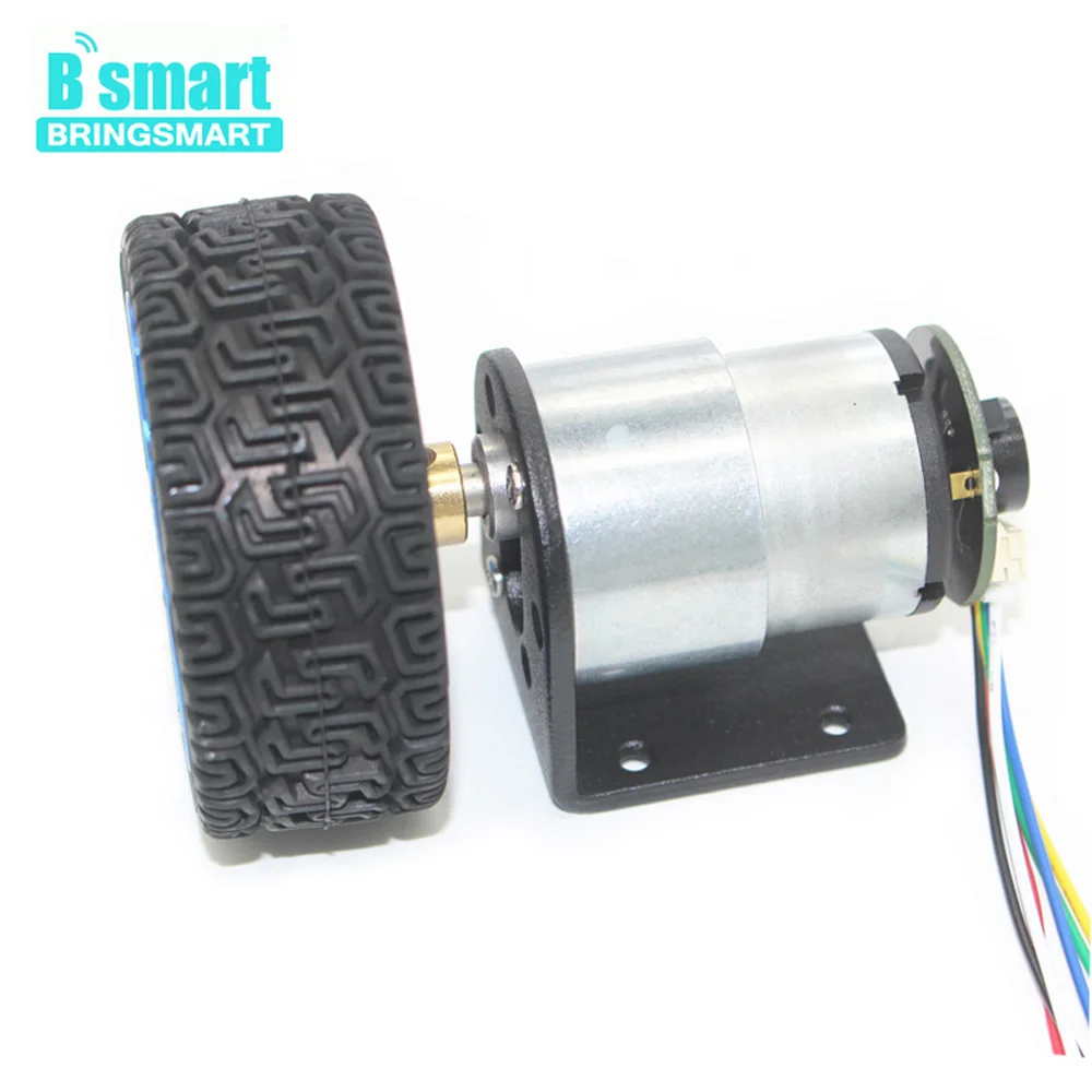 Wholesale JGB37-520 12 Volt Gear Motor With Encoder Mounting Bracket, Coupling And Car Wheel For Motor DIY