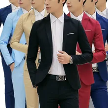 Брендовая одежда блейзер для мужчин на одной пуговице Мужской приталенный Блейзер костюм мужской костюм пиджак мужской блейзер