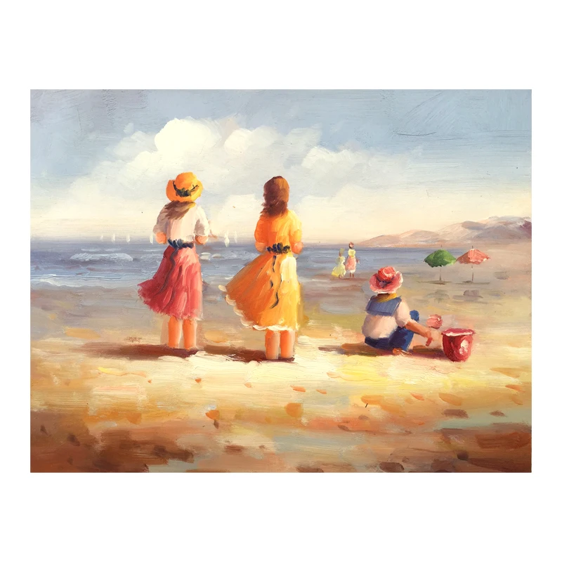 Handgemalte berühmte gemälde kinder Spielen auf dem meer abstrakte
