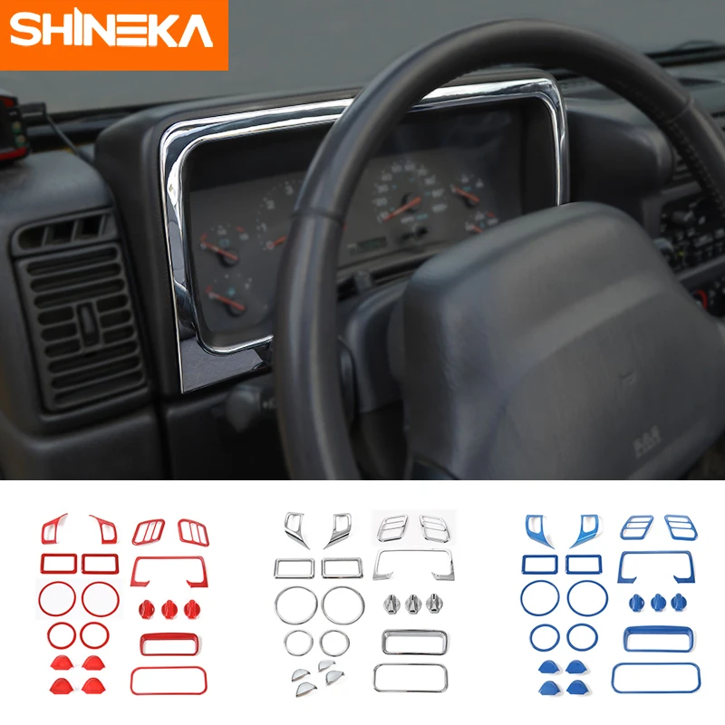 Us 102 33 29 Off Shineka Interior Mouldings For Jeep Wrangler Tj 1997 2006 20 Pcs Abs Car Interior Decoration Cover Stickers For Jeep Wrangler Tj In