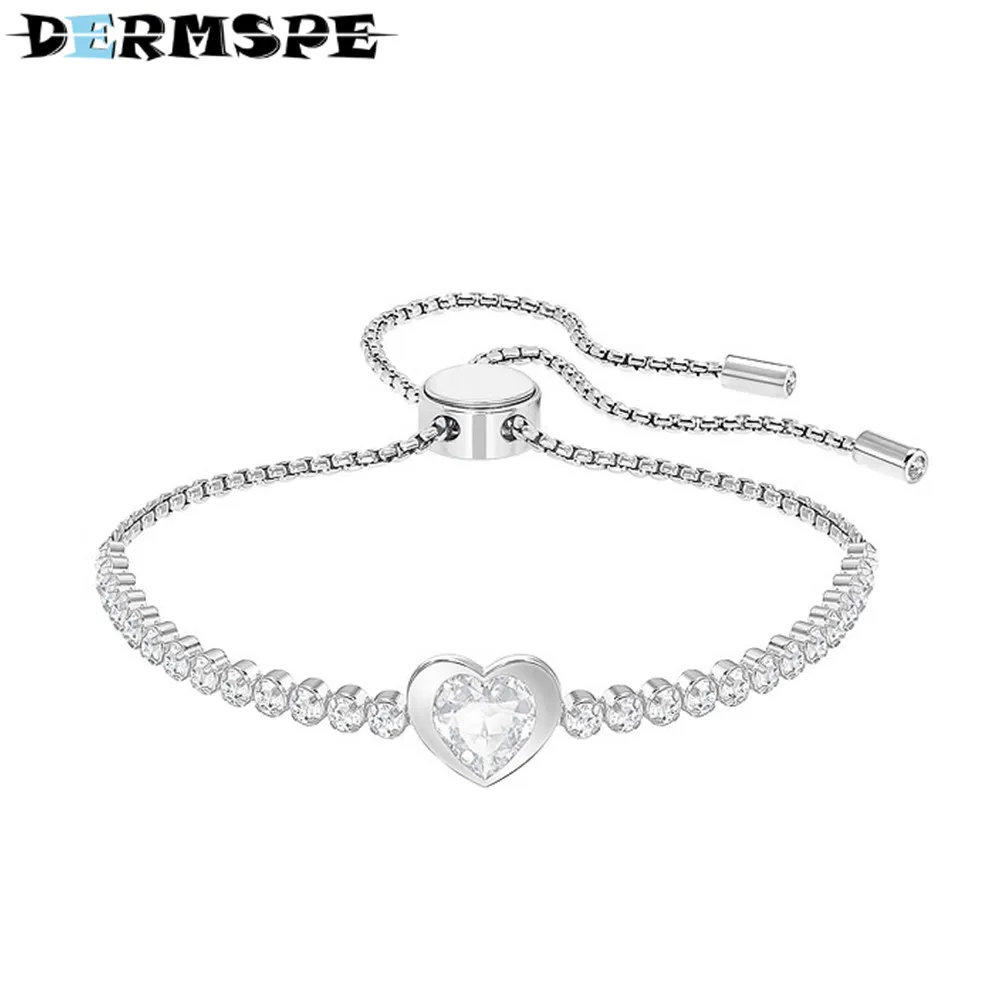 

DERMSPE New Subtle-Heart-Bracelet-White-Rhodium 5349630-W600 Female Clavicle Chain Fashion Design Gift Bracelets Bangles