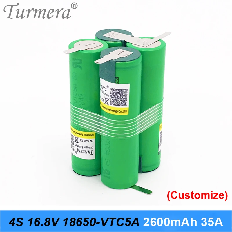 3S 12,6 V 4S 16,8 V 5S 21V аккумулятор US18650VTC5A 2600mah 35A разрядный ток для шуруповерта батареи(по индивидуальному заказу