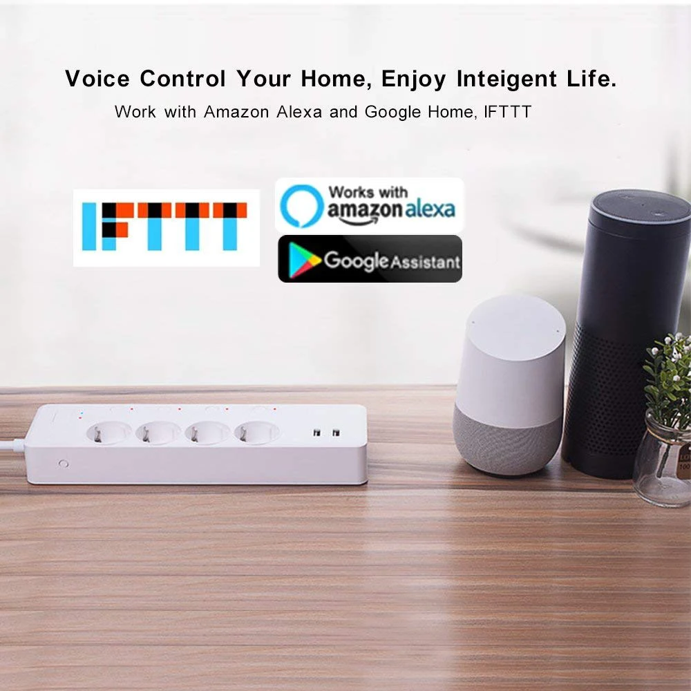 WiFi Smart Power Strip,Intelligent Plug,Wireless Timer,Remote Control by Smartphone for Android/iOS/Google Home/Amazon Alexa