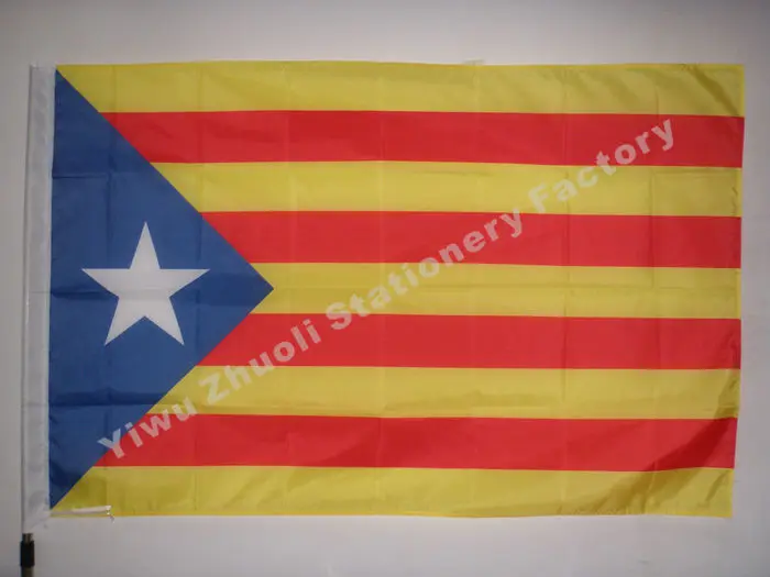 

Spain Catalunya Flag 150X90cm (3x5FT) 120g 100D Polyester Double Stitched High Quality Free Shipping Estelada Blava White Star