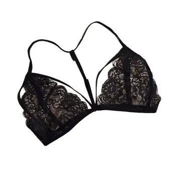 

Sexy Women Floral Lace Bra Lingerie Bustier Sheer Bralette Unpadded Camis Crossback Brassiere Crop Top