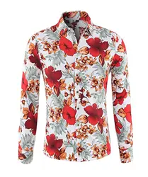 2018 летняя модная мужская рубашка с цветочным принтом, стильные, утонченные, облегающие, на пуговицах, с длинными рукавами, Гавайские, Camisa