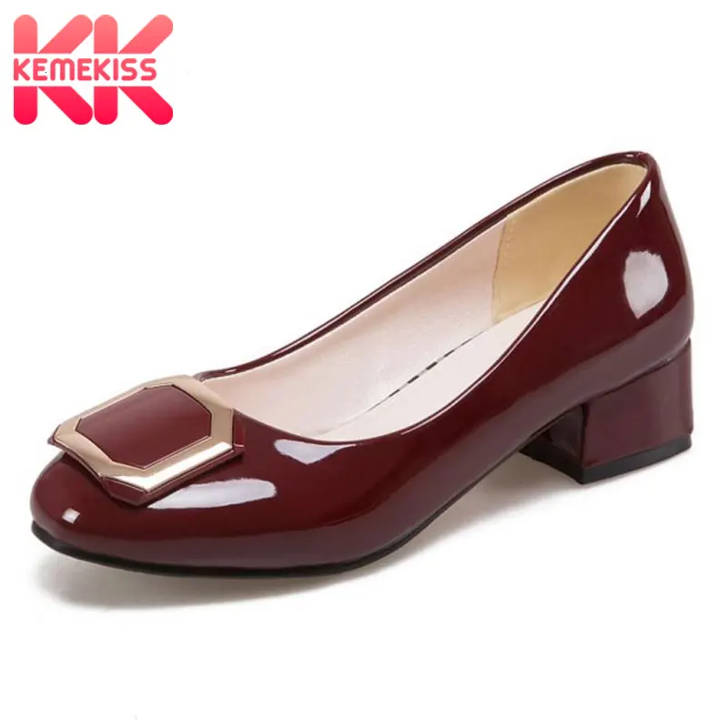 

KemeKiss Size 32-45 Office Ladies High Heel Shoes Women Round Toe Metal Decoration High Heel Pumps Party Daily Female Footwears