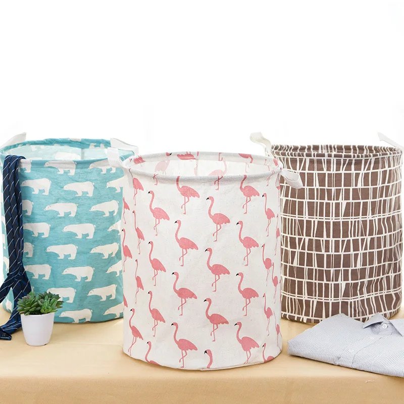 سلة الغسيل القابلة للطي الكرتون تخزين برميل الدائمة لعب القذرة الملابس مخزن كبير الغسيل حامل مُنظِم الحقيبة المنزلية