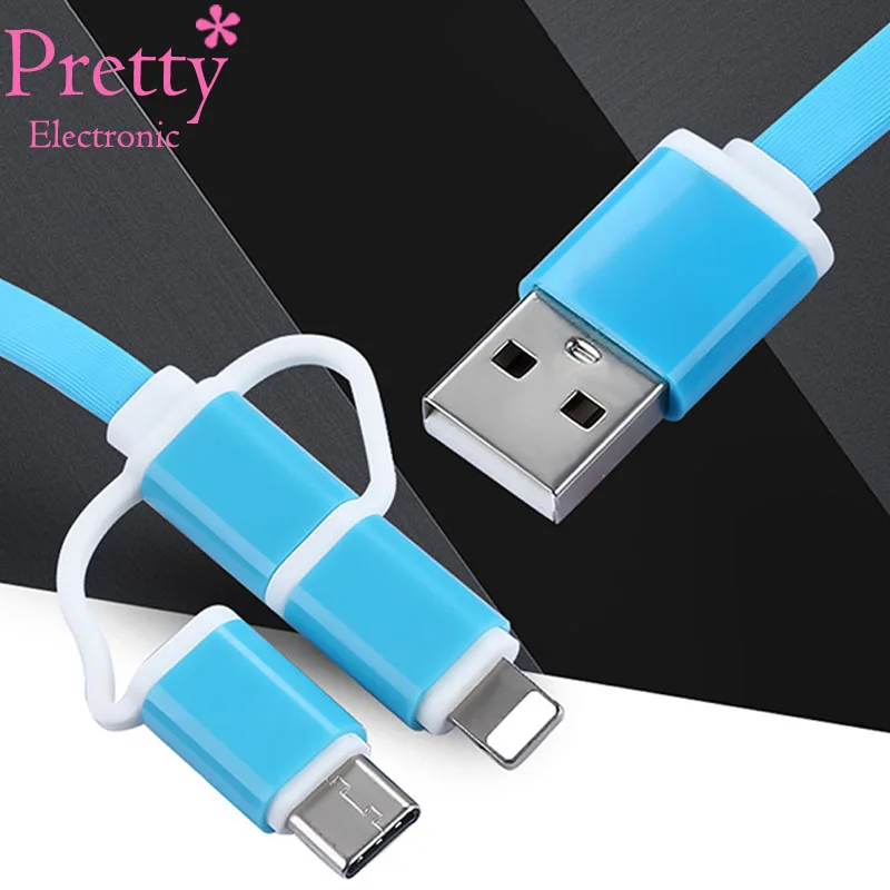 

USB Cable For iPhone X 8 7 6 Plus Charging Line 3 in 1 Data Wire Type-c Micro usb For Samsung Android Mobile Phone Fast Speed