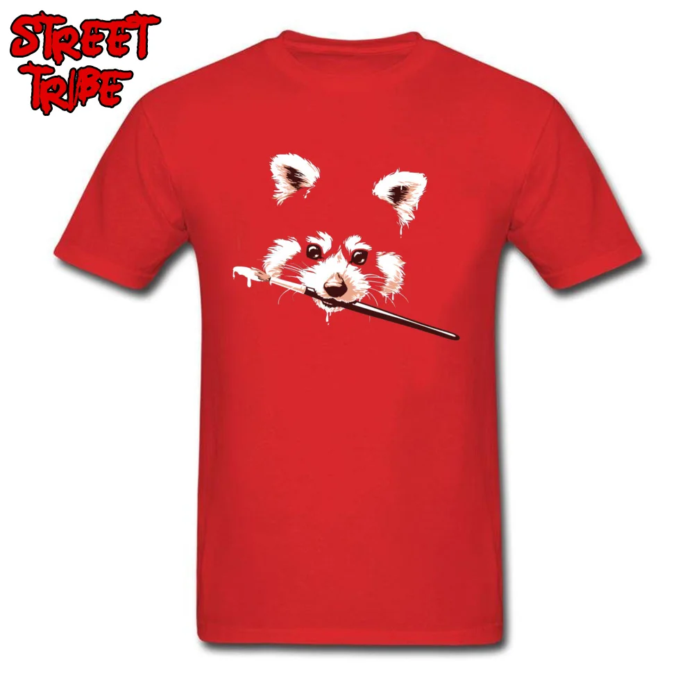 Cute Ailuridae -974 Printing Short Sleeve T Shirts Summer/Autumn Crew Neck 100% Cotton Tops Shirt for Men T Shirts Printed On Ailuridae -974 red