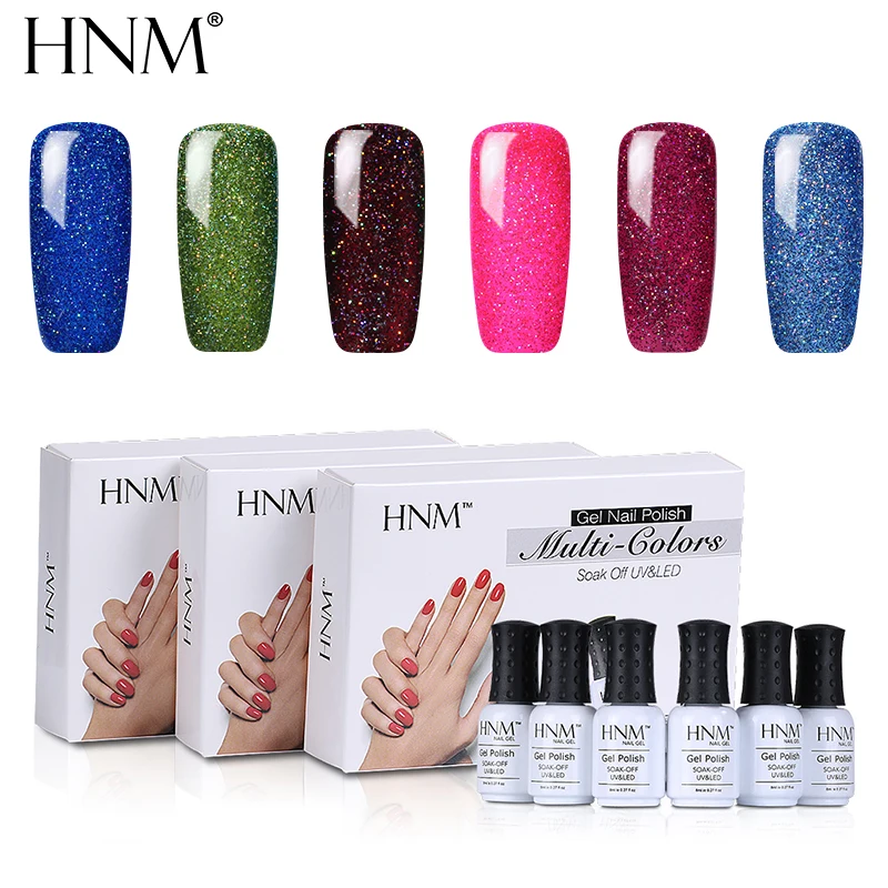 HNM 6 шт./лот Супер Bling 8 мл УФ-гель для ногтей Vernis Полупостоянный Гель-лак светодиодный гель для ногтей набор Bling Гибридный набор чернил Гель-лак