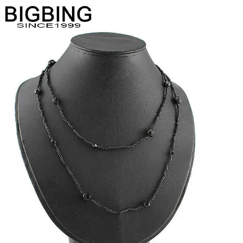 R104 BigBing Модная бижутерия модные черные бусы Кристалл длинное ожерелье модное ожерелье ювелирные изделия