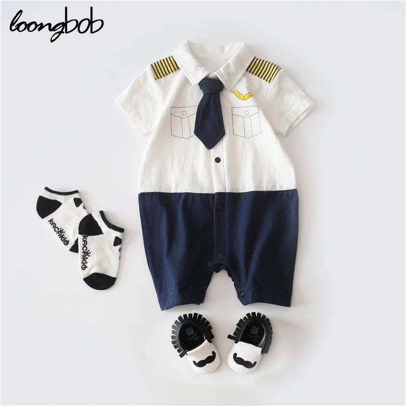 Baby Boys Rompers Summer Newborn Clothing Suit Infant Gentleman Bowtie
