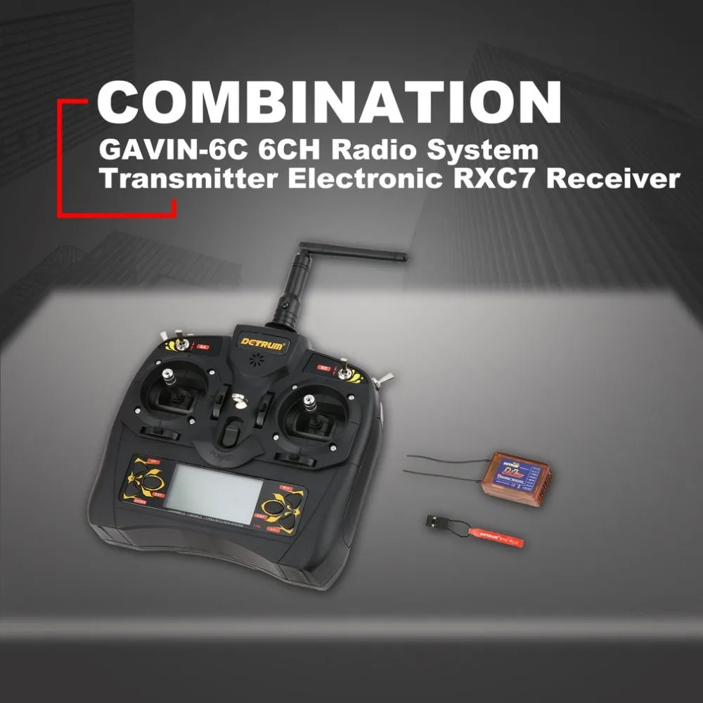 

Detrum GAVIN-6C 6-Channel DSSS FHSS 2.4G Digital Remote Control + RXC7 Receiver Set for RC Plane Boat Car Model