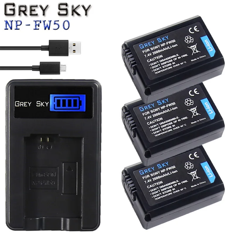 NP-FW50 ЖК-дисплей USB двойное зарядное устройство+ 4x NP FW50 батареи для sony NEX-5 NEX-7 SLT-A55 A33 A55 A37 A3000 A5000 A5100 A6000 A6300 A7000 - Цвет: Charger and 3battery