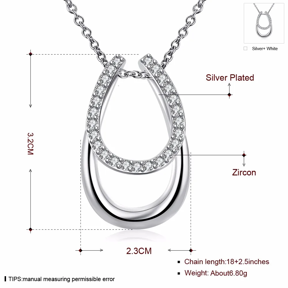Free shipping 1 Pc Lucky Rhinestone Double Horse Hoof Horseshoe Pendant Necklace Silver Plated High quality Fashion Jewelry Free shipping 1 Pc Lucky Rhinestone Double Horse Hoof Horseshoe Pendant Necklace Silver Plated High quality Fashion Jewelry