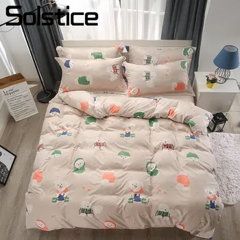 

Solstice Home Textile Kid Boy Bedding Set Puppy Dog Beige Duvet Cover Pillowcase Bed Sheet Teen Girl Linens Suit Twin Full Queen