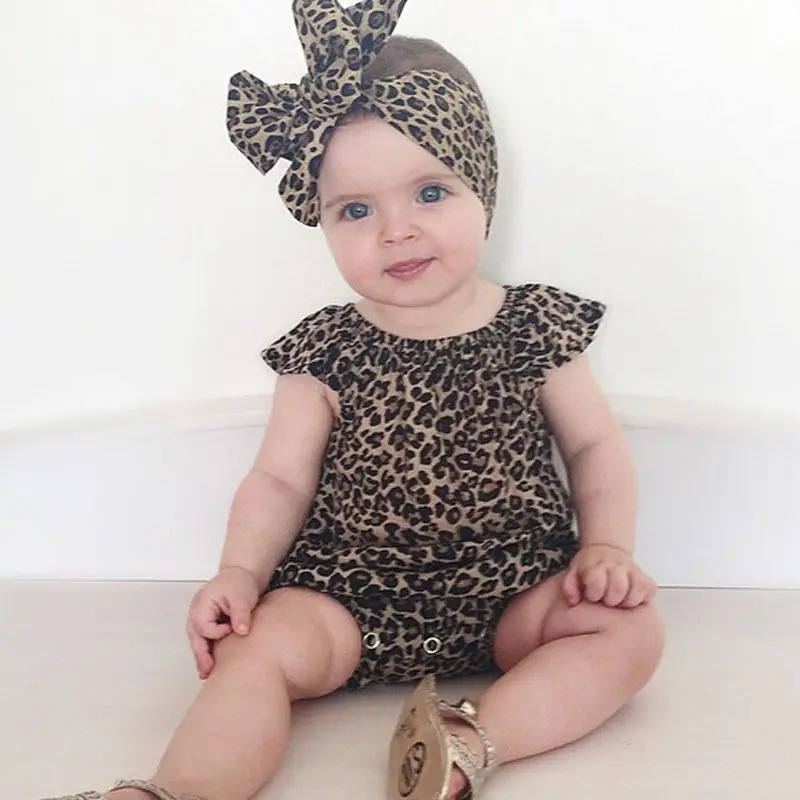 Buy Cotton Infant Baby Girls Leopard Romper Jumpsuit