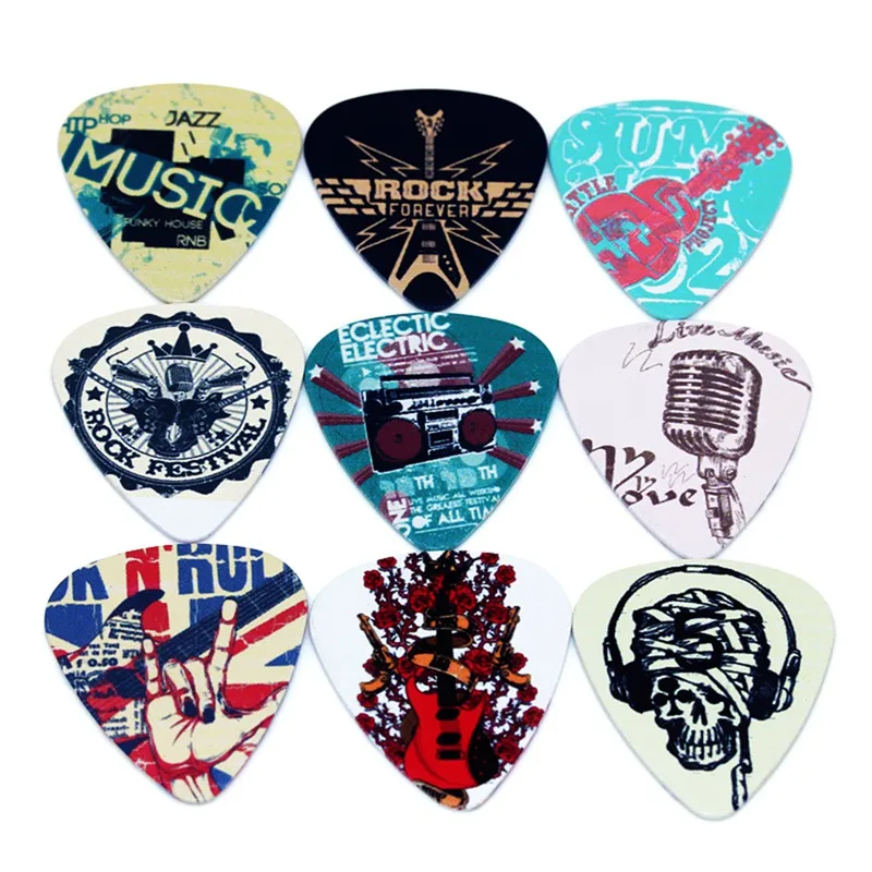 

10pcs/Lot 0.71mm Thickness Guitar Strap Guitar Parts Singing Rock Gestures Music Elements Mixed Pattern Guitar Picks