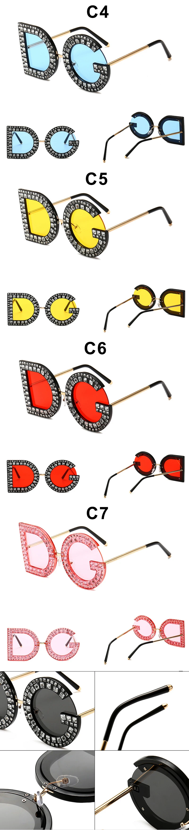 Круглые Солнцезащитные очки с бриллиантами D и G, женские брендовые дизайнерские негабаритные солнцезащитные очки, женские вечерние очки со стразами, uv400 Lunettes