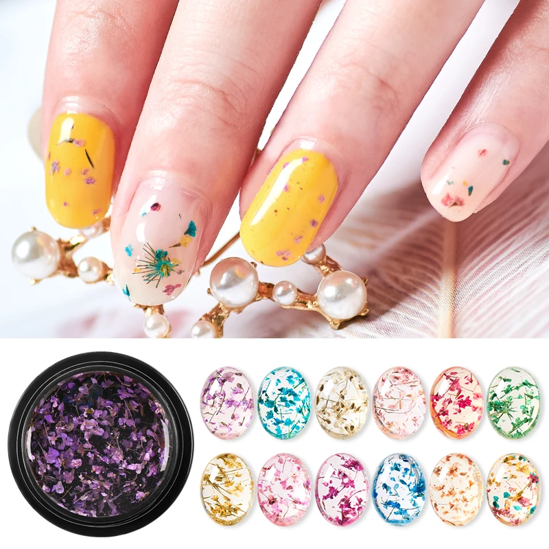 

MEET ACROSS Floral Nail Gel Polish Lucky Fairy UV Gel Varnish 5ML Dried Flowers UV Soak Off Gel Nail Design Natural Gel