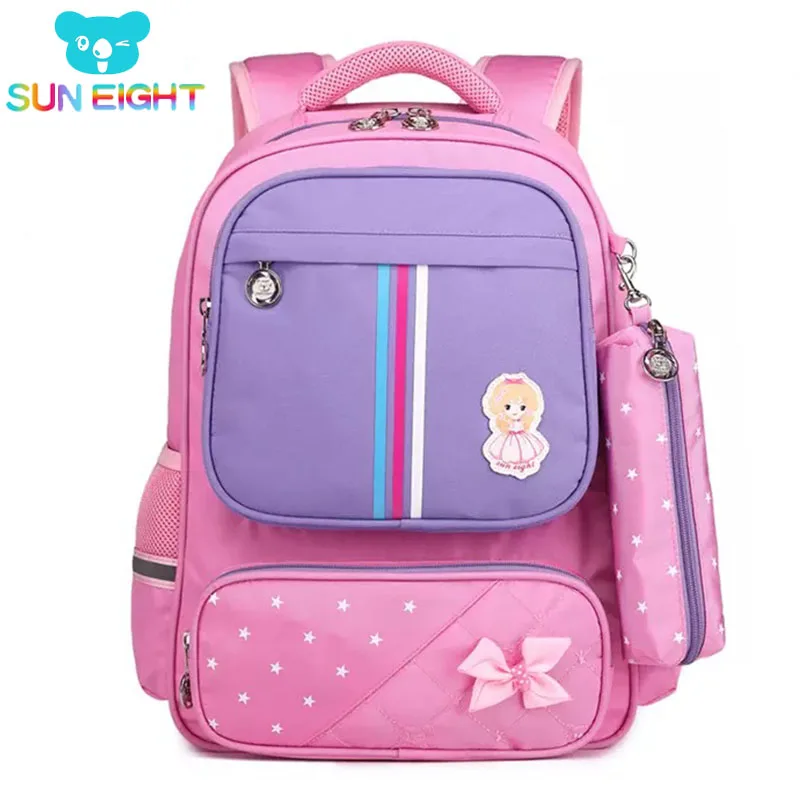 

SUN EIGHT 2019 NEW 16inch Orthopedic School Bags Girl Bag Pack Boy School Backpack Rucksack Shoulder Bags With Pencil Case Gift