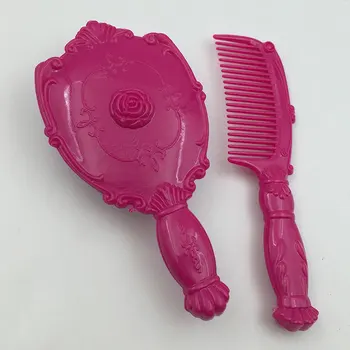 

1000pcs Fashion Rose Sharped Make-up Cosmetic Hand Held Mirror and Comb Set Promotional Mirror Gift